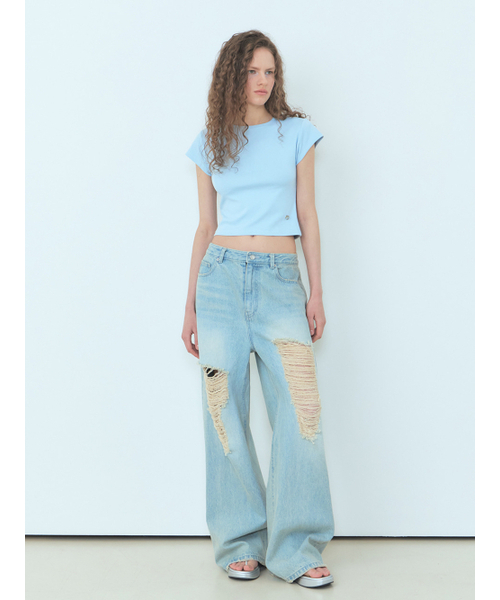 ETMON(エトモン)の「Cap Sleeve T-Shirt Sky Blue(Tシャツ/カットソー・レディース・その他・FREE)」の5枚目の写真