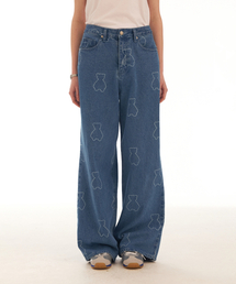 AQO STUDIO SPACE（アコスタジオスペース）の「アコベアパターンデニムパンツブルー（デニムパンツ）」