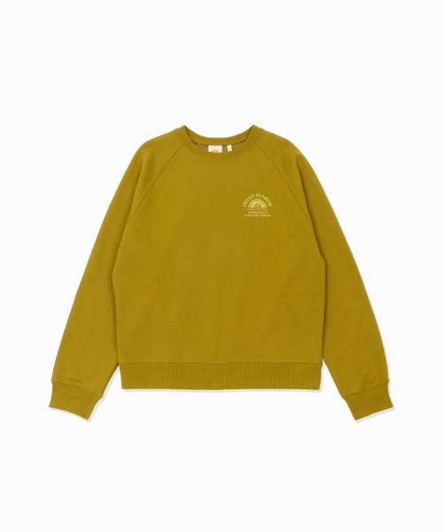 HELLO SUNRISE(ハローサンライズ)の「HS Logo Raglan Sweatshirt_Olive(スウェット・レディース・オリーブ・SMALL/MEDIUM/LARGE)」の1枚目の写真