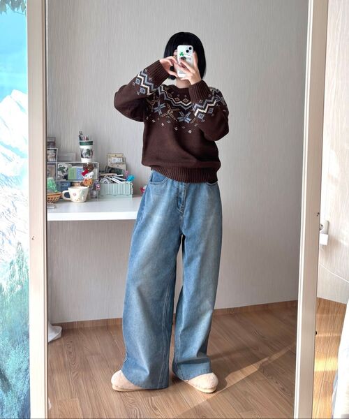 ROLAROLA(ロラロラ)の「JACQUARD NORDIC WOOL KNIT BROWN(ニット/セーター・レディース・ブラウン・FREE)」の5枚目の写真
