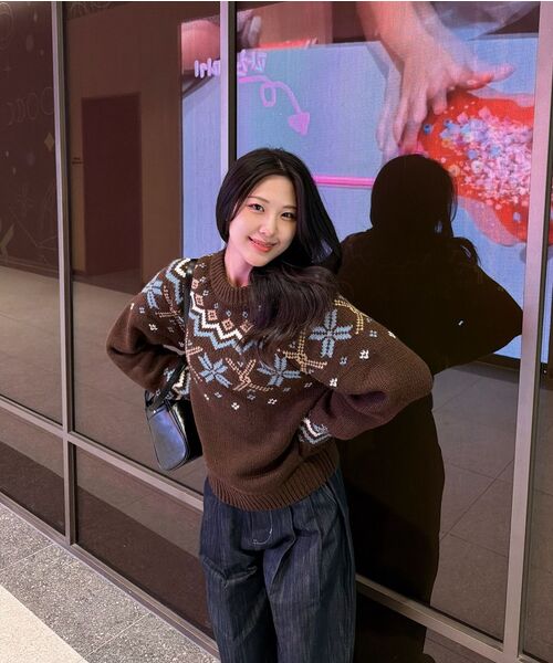 ROLAROLA(ロラロラ)の「JACQUARD NORDIC WOOL KNIT BROWN(ニット/セーター・レディース・ブラウン・FREE)」の3枚目の写真