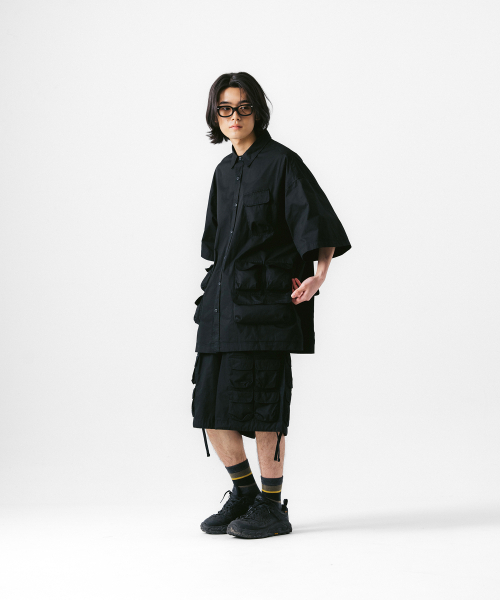 ANGLAN（アングラン）の「Slather Utility Pocket Half Shirt - Black（シャツ/ブラウス・メンズ・その他・ONE SIZE）」の7枚目の写真