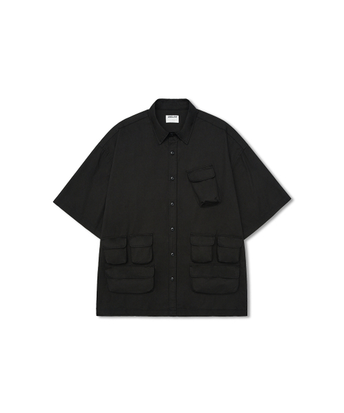 ANGLAN（アングラン）の「Slather Utility Pocket Half Shirt - Black（シャツ/ブラウス・メンズ・その他・ONE SIZE）」の8枚目の写真