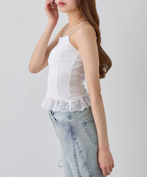 OLIVE des OLIVE(オリーブデオリーブ)の「裾レースキャミ(キャミソール・レディース・オフホワイト/ブラック/ピンク・FREE)」の16枚目の写真