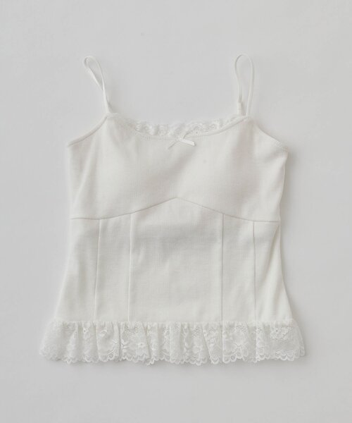 OLIVE des OLIVE(オリーブデオリーブ)の「裾レースキャミ(キャミソール・レディース・オフホワイト/ブラック/ピンク・FREE)」の21枚目の写真