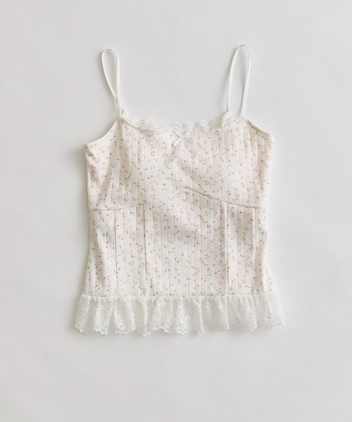 OLIVE des OLIVE（オリーブデオリーブ）の「裾レースキャミ（キャミソール・レディース・オフホワイト/ブラック/ピンク・FREE）」の3枚目の写真
