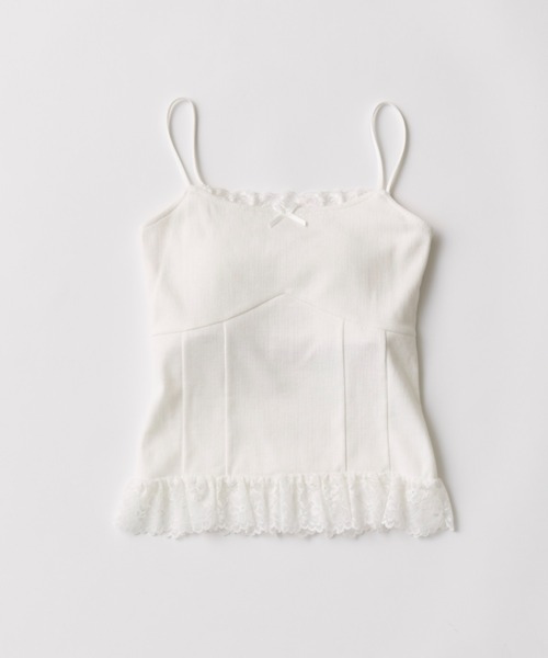 OLIVE des OLIVE(オリーブデオリーブ)の「裾レースキャミ(キャミソール・レディース・オフホワイト/ブラック/ピンク・FREE)」の4枚目の写真