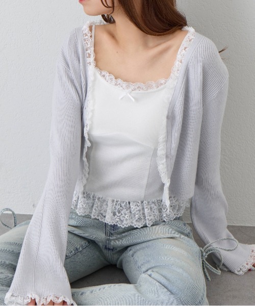 OLIVE des OLIVE(オリーブデオリーブ)の「裾レースキャミ(キャミソール・レディース・オフホワイト/ブラック/ピンク・FREE)」の6枚目の写真