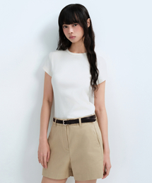 ウィメンズスリムクルーネックTシャツ[クリーム]