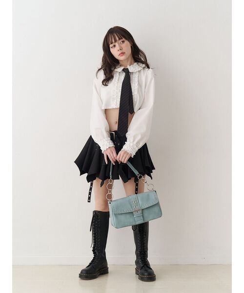 jouetie（ジュエティ）の「フリルカラーショートブラウス（シャツ/ブラウス・レディース・ブルー/オフホワイト・MEDIUM）」の8枚目の写真