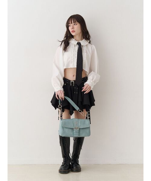 jouetie（ジュエティ）の「フリルカラーショートブラウス（シャツ/ブラウス・レディース・ブルー/オフホワイト・MEDIUM）」の6枚目の写真