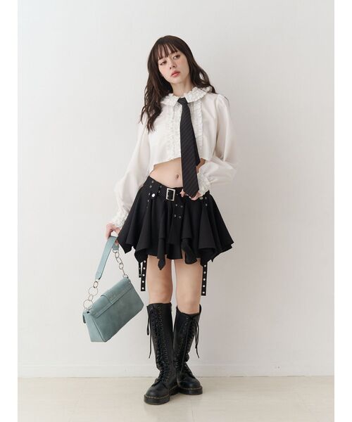 jouetie（ジュエティ）の「フリルカラーショートブラウス（シャツ/ブラウス・レディース・ブルー/オフホワイト・MEDIUM）」の7枚目の写真