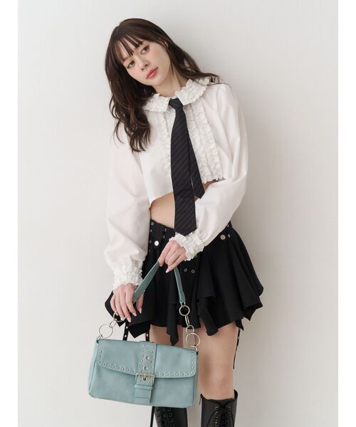 jouetie（ジュエティ）の「フリルカラーショートブラウス（シャツ/ブラウス・レディース・ブルー/オフホワイト・MEDIUM）」の5枚目の写真