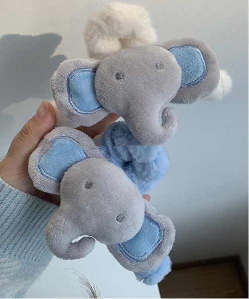 Jelly moo（ジェリームー）の「【 Jelly moo / ジェリームー 】 ふわもこゾウさん ヘアクリップ（バレッタ/ヘアクリップ・レディース・ブルー/ホワイト・FREE）」の3枚目の写真