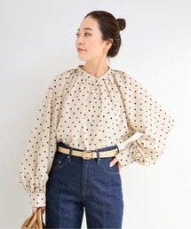 B.C STOCK（ベーセーストック）の「《追加4》ウォッシャブル / ドットスタンドカラーブラウス（シャツ/ブラウス）」