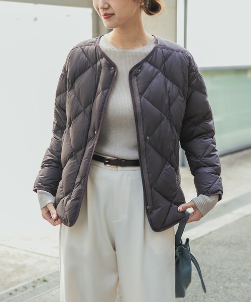 URBAN RESEARCH DOORS（アーバンリサーチドアーズ）の「ライトダウンキルトショートブルゾン（ダウンジャケット/コート・レディース・カーキ/アイボリー/チャコールグレー・MEDIUM）」の17枚目の写真