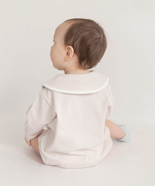 BRANSHES（ブランシェス）の「丸襟カバーオール（ロンパース・キッズ・ブラウン/ベージュ・80/70）」の8枚目の写真