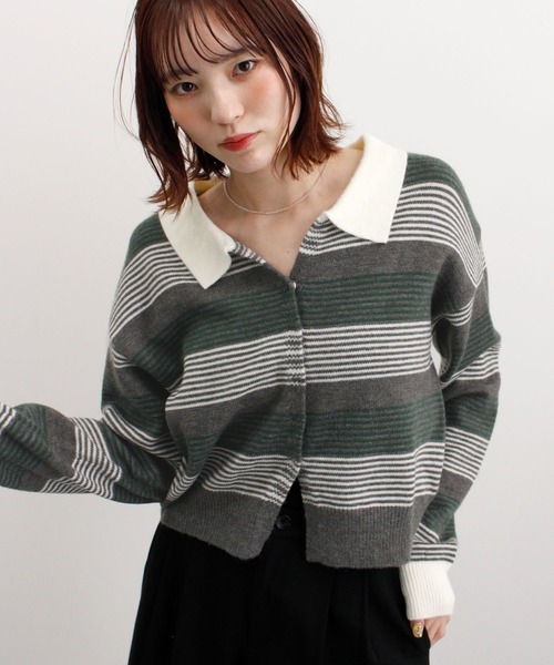 ABYS(アビス)の「グラデーションボーダーニットカーディガン(カーディガン/ボレロ・レディース・ブルー/ピンク/グレー・FREE)」の2枚目の写真