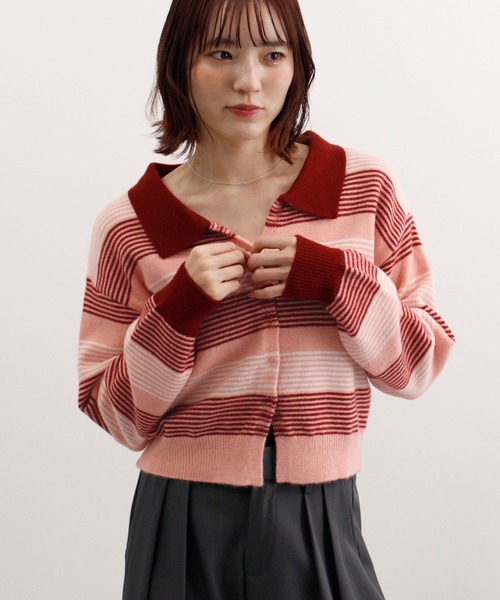 ABYS(アビス)の「グラデーションボーダーニットカーディガン(カーディガン/ボレロ・レディース・ブルー/ピンク/グレー・FREE)」の1枚目の写真