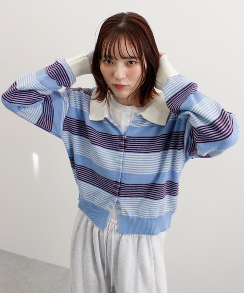 ABYS(アビス)の「グラデーションボーダーニットカーディガン(カーディガン/ボレロ・レディース・ブルー/ピンク/グレー・FREE)」の3枚目の写真