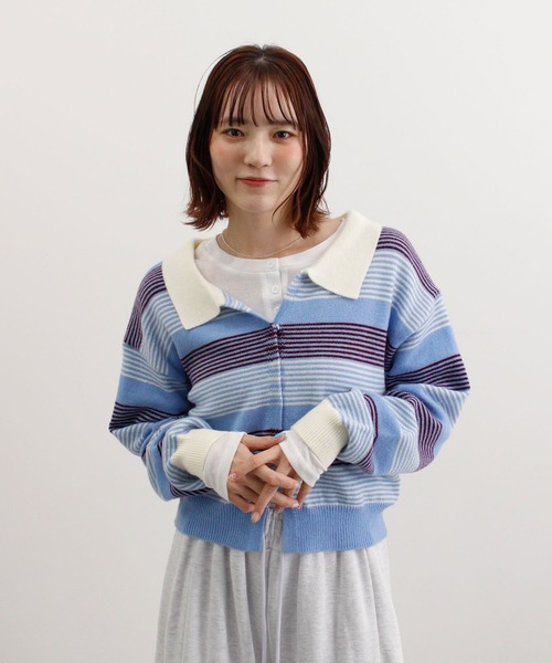 ABYS(アビス)の「グラデーションボーダーニットカーディガン(カーディガン/ボレロ・レディース・ブルー/ピンク/グレー・FREE)」の5枚目の写真