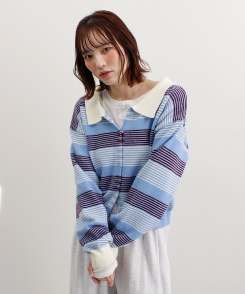 ABYS(アビス)の「グラデーションボーダーニットカーディガン(カーディガン/ボレロ・レディース・ブルー/ピンク/グレー・FREE)」の6枚目の写真