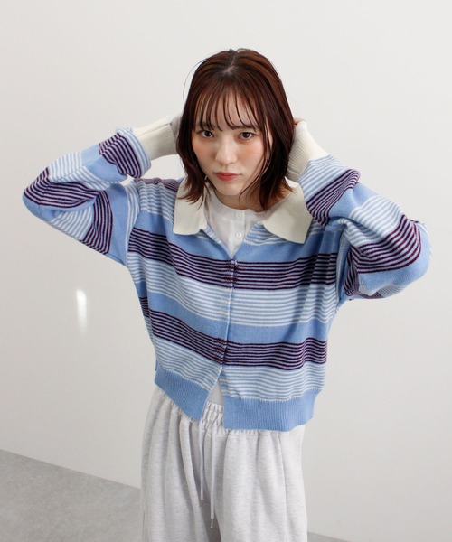 ABYS(アビス)の「グラデーションボーダーニットカーディガン(カーディガン/ボレロ・レディース・ブルー/ピンク/グレー・FREE)」の9枚目の写真