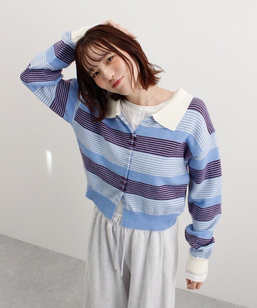 ABYS(アビス)の「グラデーションボーダーニットカーディガン(カーディガン/ボレロ・レディース・ブルー/ピンク/グレー・FREE)」の10枚目の写真