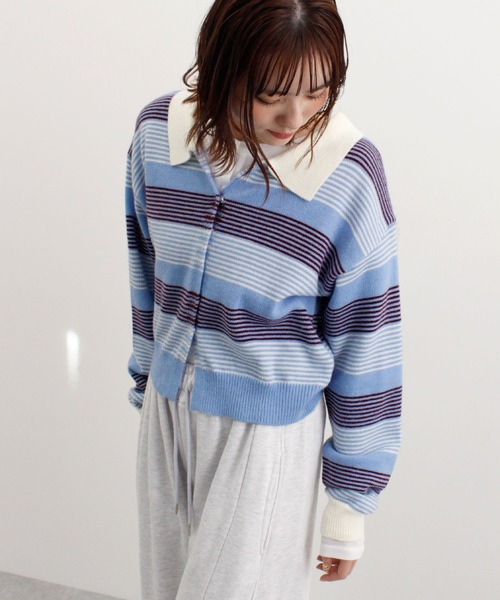 ABYS(アビス)の「グラデーションボーダーニットカーディガン(カーディガン/ボレロ・レディース・ブルー/ピンク/グレー・FREE)」の7枚目の写真