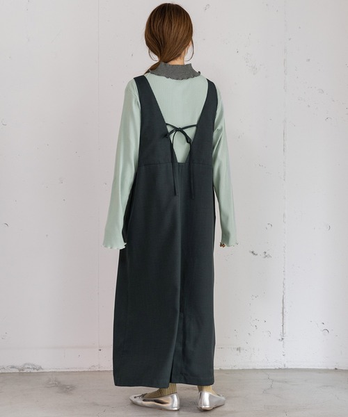 POU DOU DOU（プードゥドゥ）の「2wayネックラインジャンスカ（ジャンパースカート・レディース・ライトグレー/ボルドー/ダークグレー・3）」の4枚目の写真