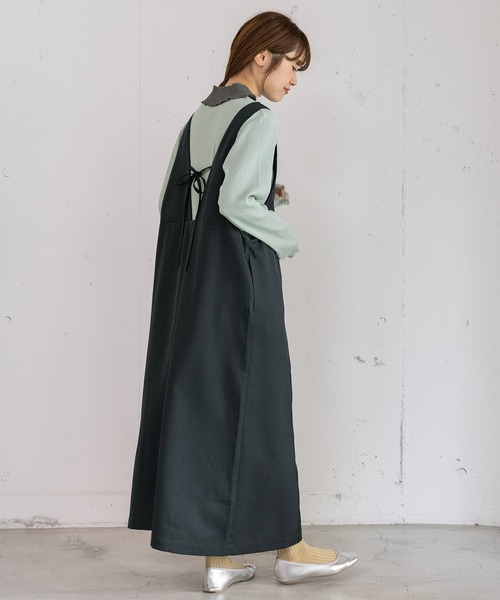 POU DOU DOU（プードゥドゥ）の「2wayネックラインジャンスカ（ジャンパースカート・レディース・ライトグレー/ボルドー/ダークグレー・3）」の5枚目の写真