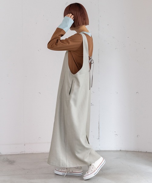 POU DOU DOU（プードゥドゥ）の「2wayネックラインジャンスカ（ジャンパースカート・レディース・ライトグレー/ボルドー/ダークグレー・3）」の10枚目の写真