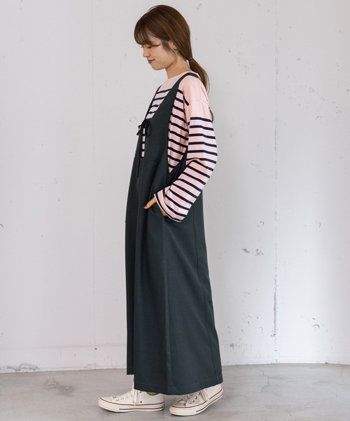 POU DOU DOU（プードゥドゥ）の「2wayネックラインジャンスカ（ジャンパースカート・レディース・ライトグレー/ボルドー/ダークグレー・3）」の14枚目の写真