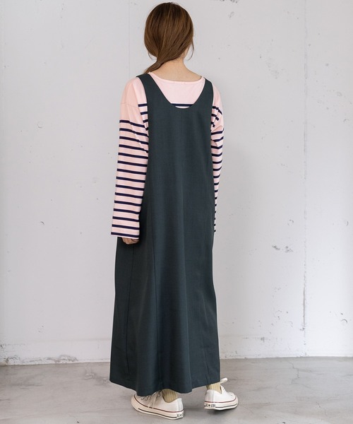 POU DOU DOU（プードゥドゥ）の「2wayネックラインジャンスカ（ジャンパースカート・レディース・ライトグレー/ボルドー/ダークグレー・3）」の15枚目の写真