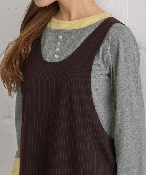 POU DOU DOU（プードゥドゥ）の「2wayネックラインジャンスカ（ジャンパースカート・レディース・ライトグレー/ボルドー/ダークグレー・3）」の21枚目の写真