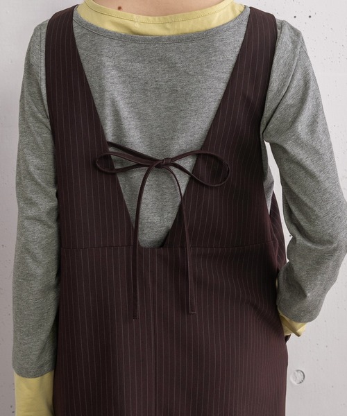 POU DOU DOU（プードゥドゥ）の「2wayネックラインジャンスカ（ジャンパースカート・レディース・ライトグレー/ボルドー/ダークグレー・3）」の22枚目の写真