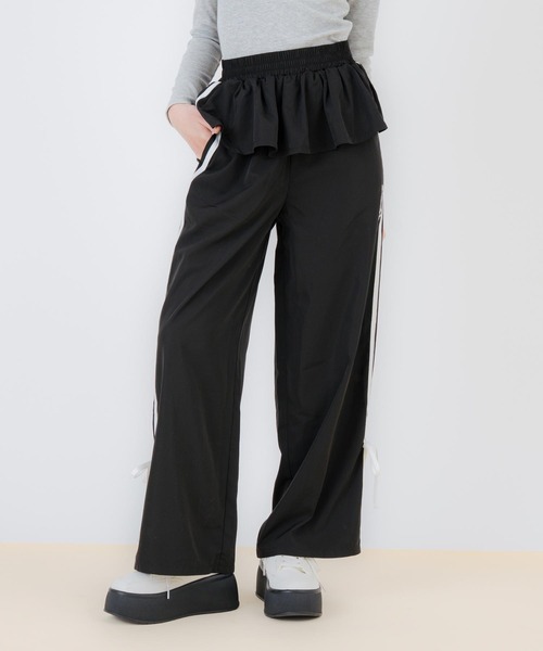 ANAP GiRL(アナップガール)の「レイヤードスカート見えサイドラインパンツ(その他パンツ・キッズ・ブラック/グレー・M/S/XS)」の9枚目の写真