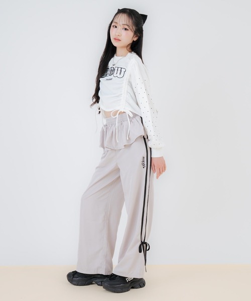 ANAP GiRL(アナップガール)の「レイヤードスカート見えサイドラインパンツ(その他パンツ・キッズ・ブラック/グレー・M/S/XS)」の22枚目の写真