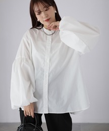 Riberry | バンドカラー袖ギャザーブラウス(シャツ/ブラウス)