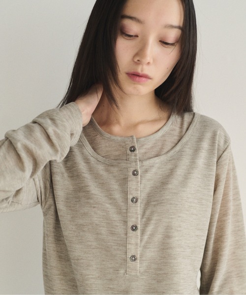 SOYEN(ソイエン)の「フェイクレイヤードシアーヘンリーネックロンT(Tシャツ/カットソー・レディース・杢グレー/ブラウン・F)」の18枚目の写真