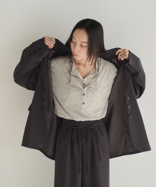 SOYEN(ソイエン)の「フェイクレイヤードシアーヘンリーネックロンT(Tシャツ/カットソー・レディース・杢グレー/ブラウン・F)」の12枚目の写真