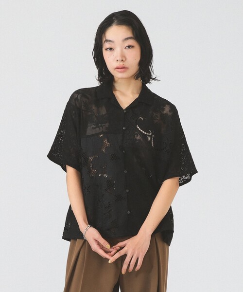 Ray BEAMS(レイビームス)の「レース パッチワーク ハーフスリーブ シャツ(シャツ/ブラウス・レディース・オフホワイト/ブラック・ONE SIZE)」の12枚目の写真