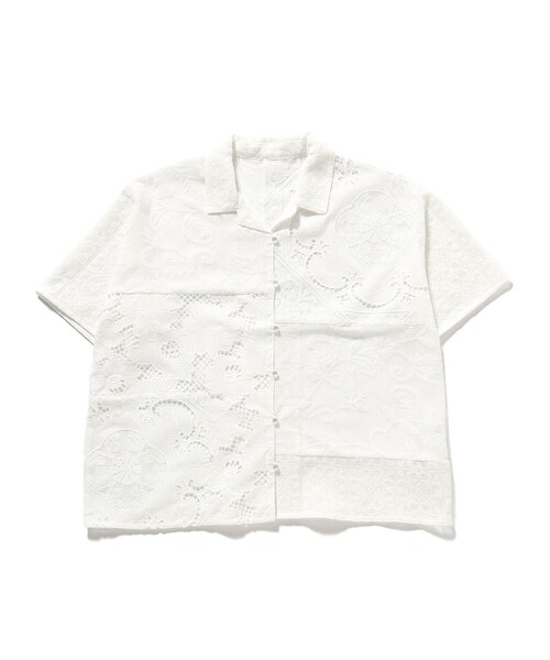 Ray BEAMS(レイビームス)の「レース パッチワーク ハーフスリーブ シャツ(シャツ/ブラウス・レディース・オフホワイト/ブラック・ONE SIZE)」の11枚目の写真