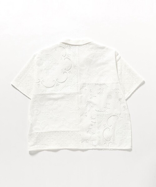Ray BEAMS(レイビームス)の「レース パッチワーク ハーフスリーブ シャツ(シャツ/ブラウス・レディース・オフホワイト/ブラック・ONE SIZE)」の9枚目の写真