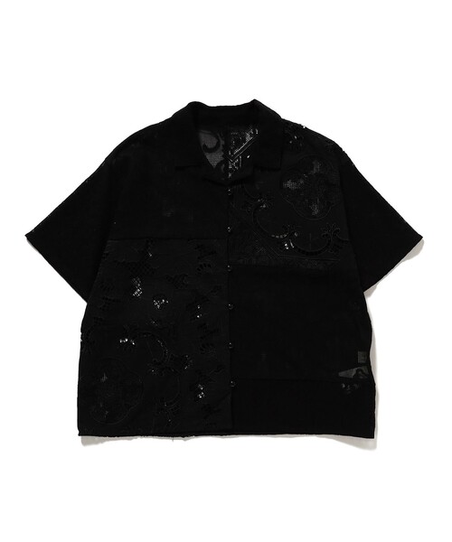 Ray BEAMS(レイビームス)の「レース パッチワーク ハーフスリーブ シャツ(シャツ/ブラウス・レディース・オフホワイト/ブラック・ONE SIZE)」の7枚目の写真