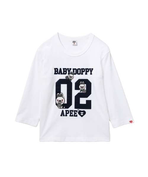 A BATHING APE(アベイシングエイプ)の「BABY DOPPY PATCHWORK LS TEE(Tシャツ/カットソー・レディース・ホワイト/ネイビー・SMALL/X-SMALL)」の1枚目の写真