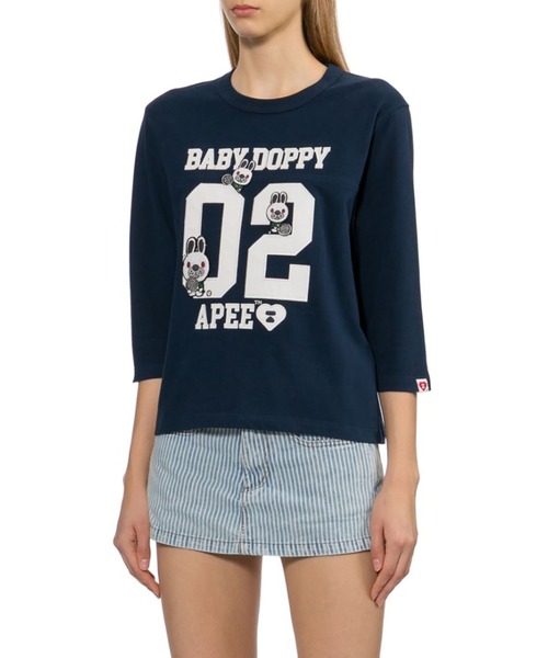 A BATHING APE(アベイシングエイプ)の「BABY DOPPY PATCHWORK LS TEE(Tシャツ/カットソー・レディース・ホワイト/ネイビー・SMALL/X-SMALL)」の6枚目の写真