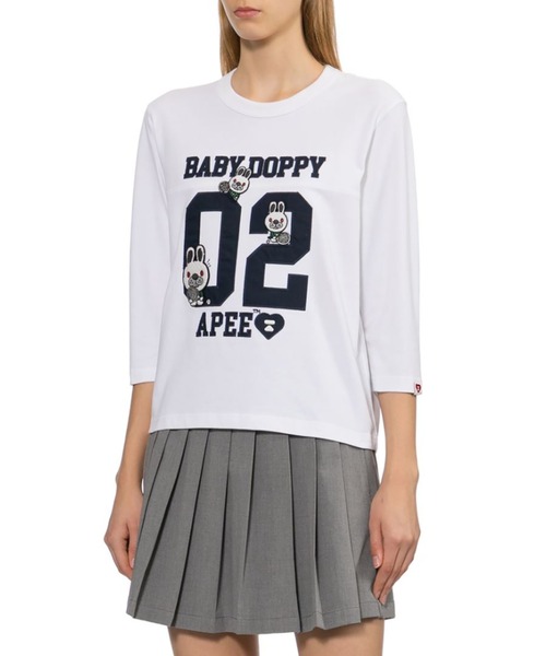 A BATHING APE(アベイシングエイプ)の「BABY DOPPY PATCHWORK LS TEE(Tシャツ/カットソー・レディース・ホワイト/ネイビー・SMALL/X-SMALL)」の5枚目の写真