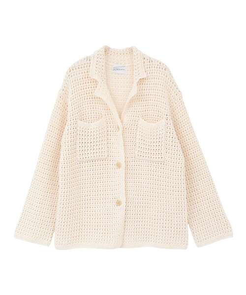 SOFFITTO(ソフィット)の「クロシェ風ニットカーディガン(カーディガン/ボレロ・レディース・ネイビー/オフホワイト・FREE)」の10枚目の写真