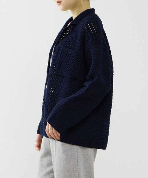 SOFFITTO(ソフィット)の「クロシェ風ニットカーディガン(カーディガン/ボレロ・レディース・ネイビー/オフホワイト・FREE)」の11枚目の写真